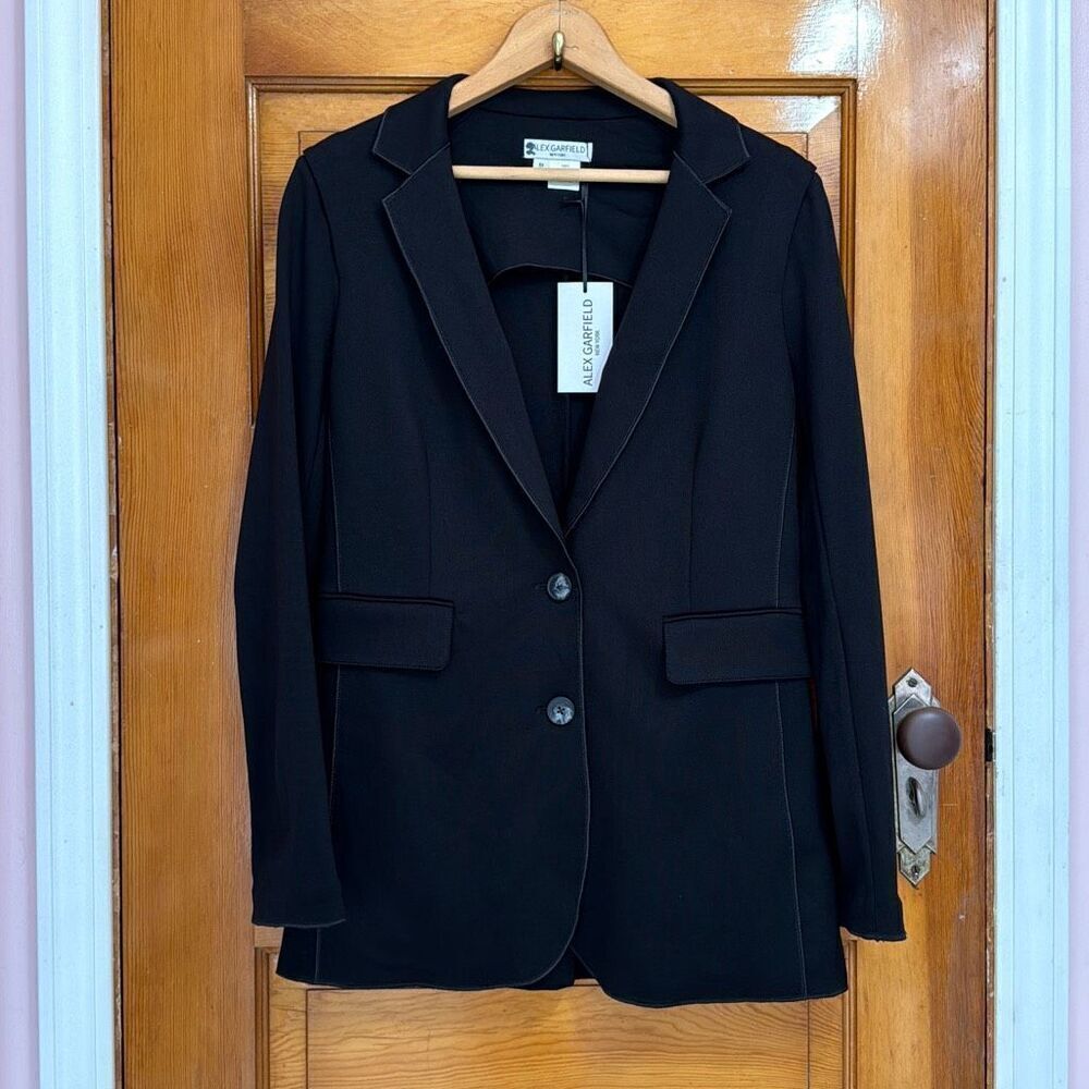 Alex Garfield New York Black Soft Two Button Blazer Women’s XS 2